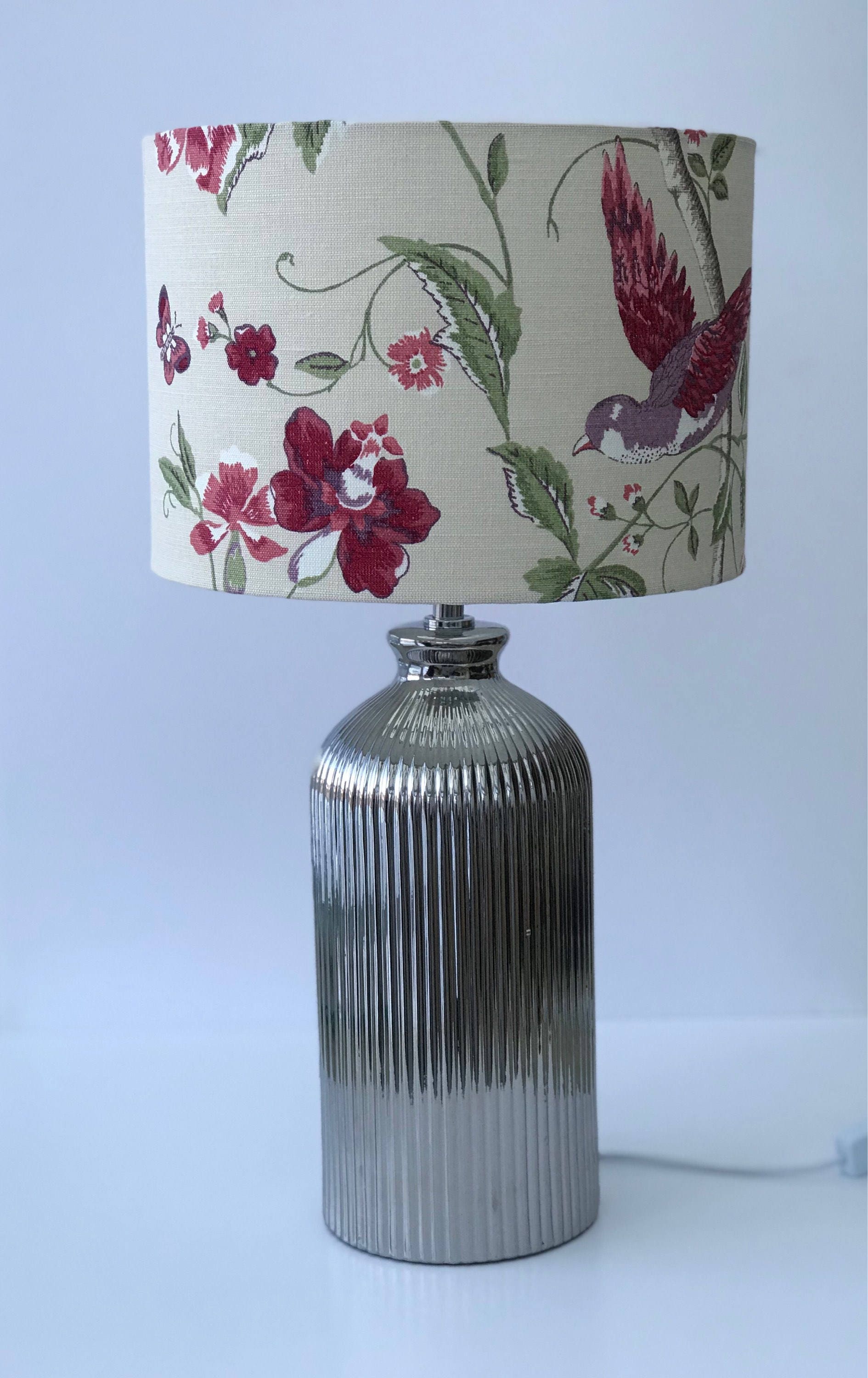 Lampshade Home Decor Table Lamp Floor Lighting Drum Shade Lampshade Home Decor Table Lamp Floor Lighting Drum Shade Shabby Chic Fl Birds Red Laura Ashley Summer Palace Cranberry