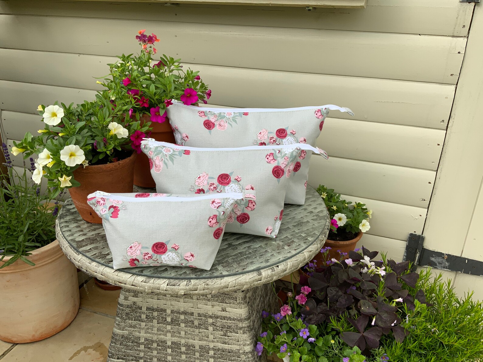 Peony Zipped Pouch Handmade in Sophie Allport Peonies Fabric Etsy UK