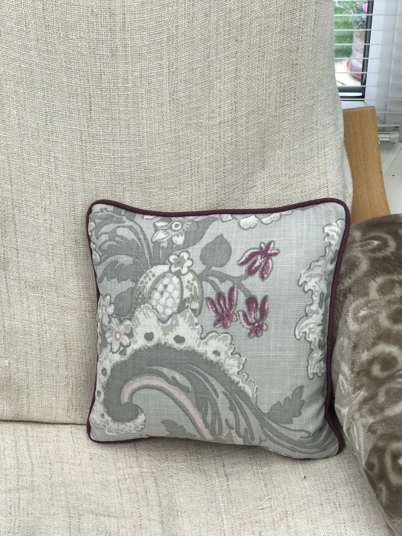 Laura Ashley Baroque Grey Grape Fabric Cushion Cover 16/" Zip /& Piped