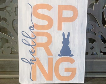 Hello spring wood sign - spring decor - spring signs