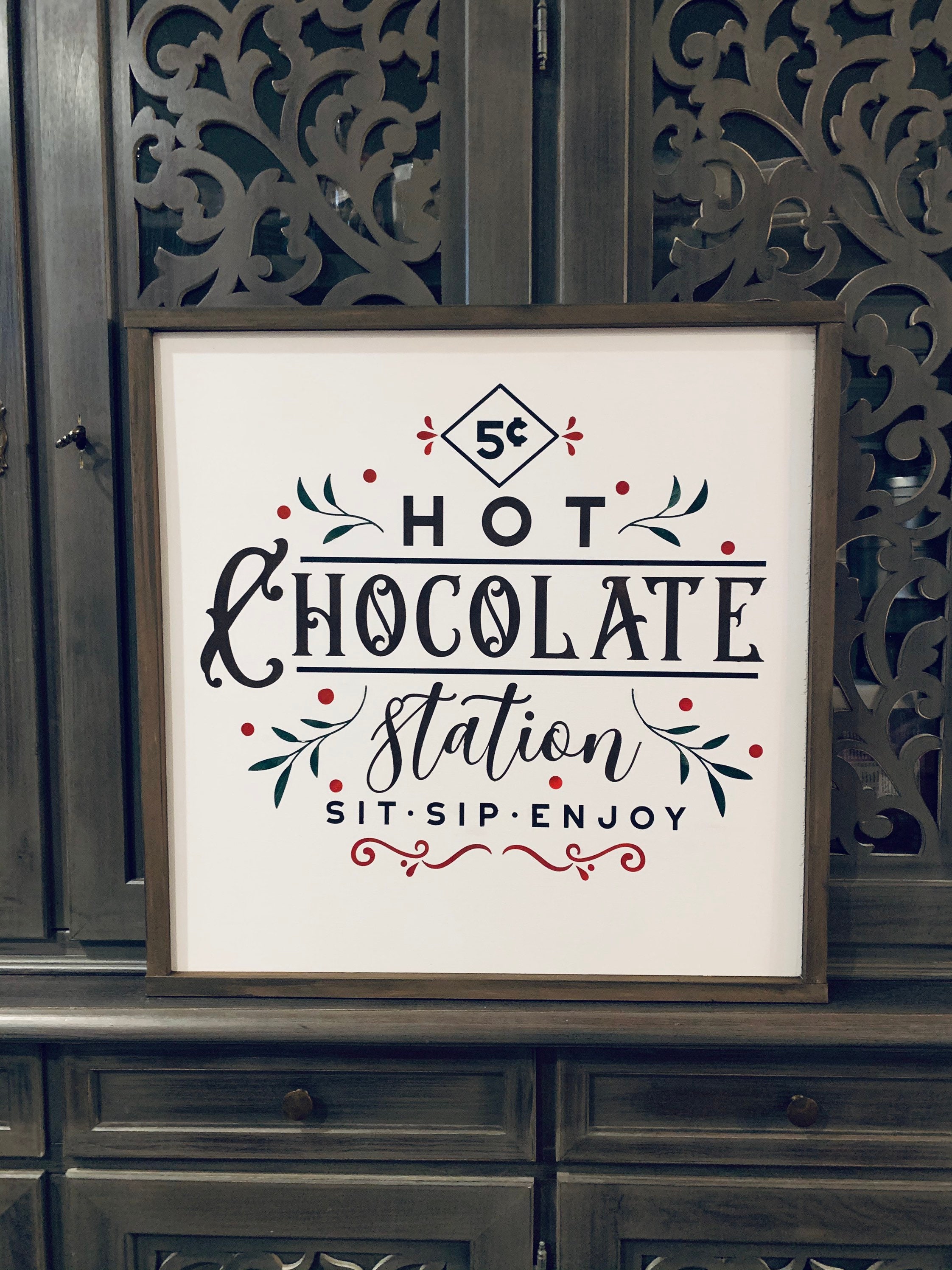 Large Christmas Sign - Hot Chocolate winter wood sign - Large Wood Signs