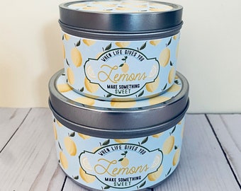 Lemon scented candle - soy candles - tin candles