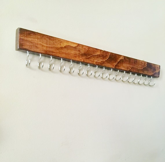 Dark Walnut Jewelry Organizer – Necklace Hanger with Silver Hooks