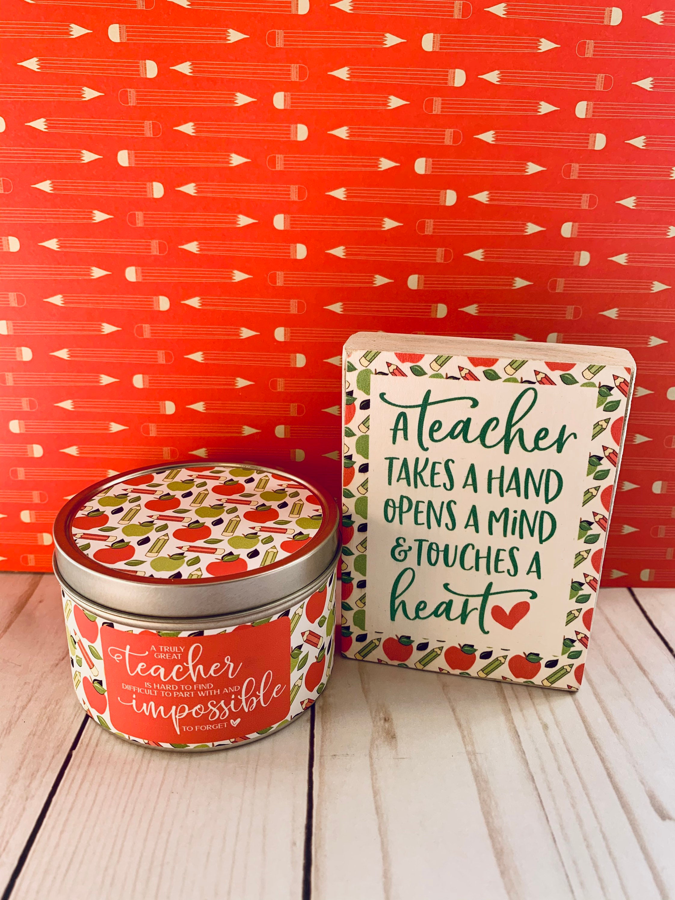 Teacher Gift Christmas Gift for Teacher Candle and Mini Wood Etsy