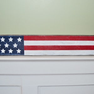 American Flag - patriotic flag - red white and blue - wood flag - Memorial Day - hand painted - 4th of July - rustic decor