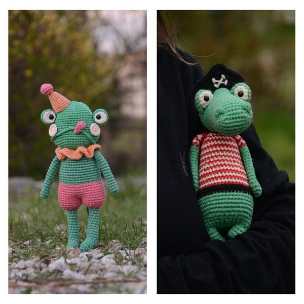 2 IN 1: Amigurumi Crochet Pattern Animal, Crocodile Plushie Crochet Tutorial PDF, Frog Funny Amigurumi Handmade Pattern