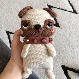 Positive Pug Crochet Dog - Handmade Wool Emotional Support Toy With Encouragement Card, Cute Desk Decor