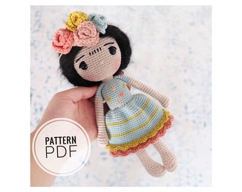 Crochet Frida Khalo Doll Pattern,  Amigurumi Frida Pattern, Plushie Frida Crochet Tutorial PDF