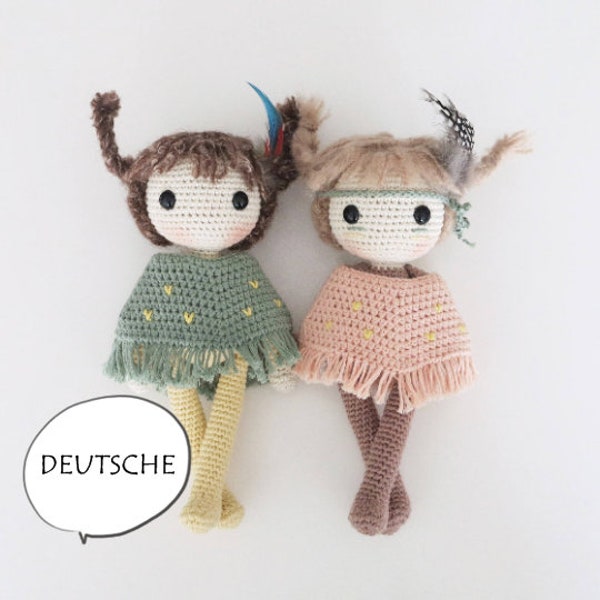 Amigurumi Pattern -Deutsche- Rainbow Girl - Native Girl - Doll Pattern - Crochet Pattern - Amigurumi Doll - Amigurumi -  Häkel Anleitung