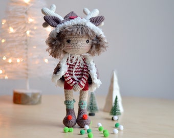 Christmas Amigurumi Doll Pattern- English PDF- Winter Doll with Antler Crochet Pattern- Reindeer Doll Pattern- Handmade Gift- Yesiltosba