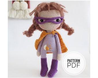 Crochet Pattern Super Hero Amigurumi Doll, Crochet Plushie Toy Tutorial, Amigurumi Crochet Pattern