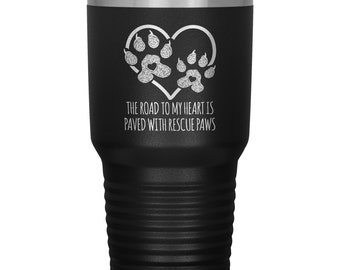 Rescue Dog Paw Print 30oz Tumbler | Adoption Gift
