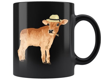 Cow Coffee Mug - Cute Illustrative Design, Cow Lovers Gift