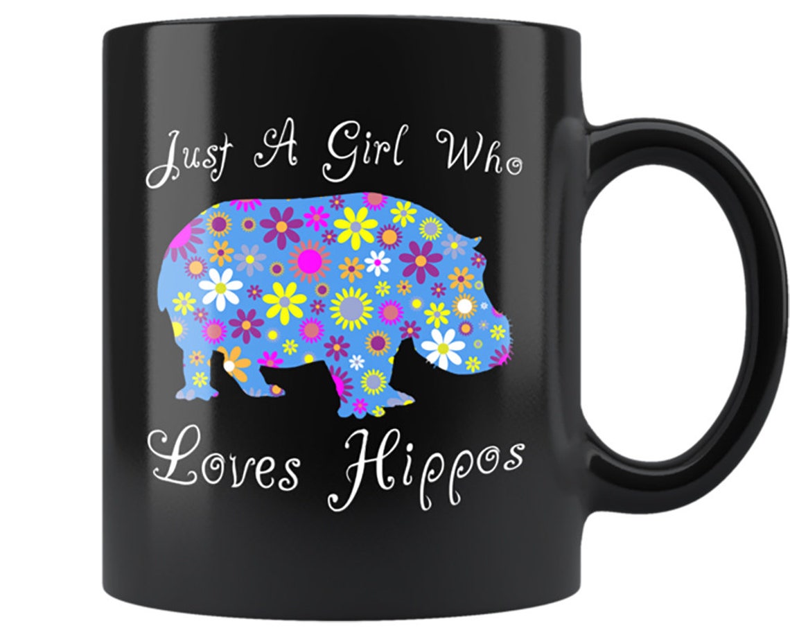 Hippo Mug Cute Floral Hippopotamus Animal Lover Coffee Cup Etsy