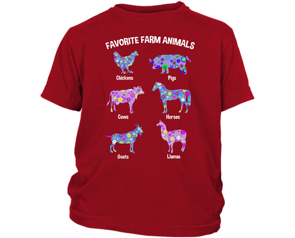 Cute Kids Farm Shirt For Girls Favorite Farm Animals Floral Etsy