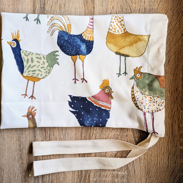 Bird Hen Linen Cotton Bread Bag | Christmas gift ideas Nana Grandma | Farm chickens | Birdy | for Grandparents | Bread storage reusable bag