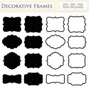 Decorative Frames SVG Files - Frame Outline, Swirl Frame monogram svg cutting files for Cricut and Silhouette - SVG, dxf, png