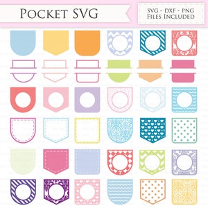Shirt Pocket SVG Files - Decorative Pocket monogram svg cutting files for Cricut and Silhouette - SVG, dxf, png files Included