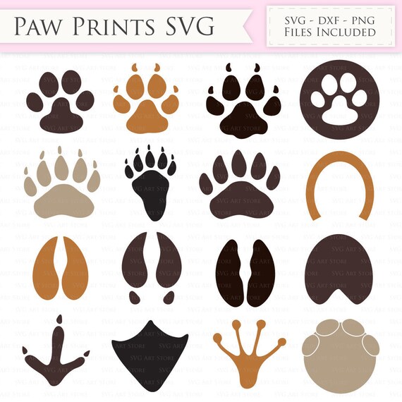 Paw Print Svg Files Animal Paw Print Cut Files For Cricut Etsy