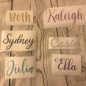 Pegatinas de vinilo con nombre personalizado / Calcomanías personalizadas para bodas, botellas de agua, computadoras portátiles y obsequios / Texto personalizado, obsequios de boda, fiesta nupcial