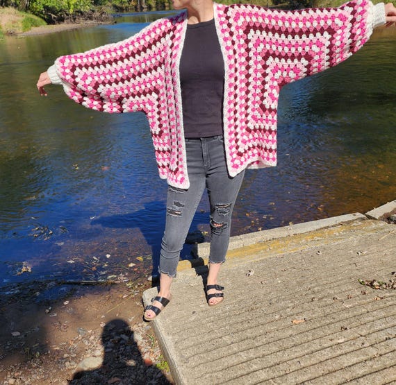 Custom Oversized Crochet Granny Hexagon Cardigan - Etsy