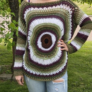 Purple and Green Crochet Eye Sweater