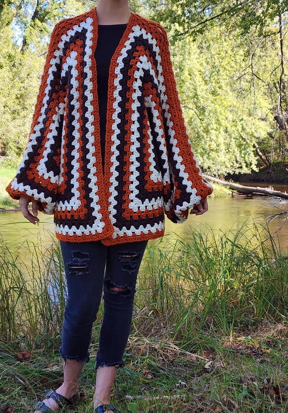 トップス GRANCY Destruction Design Big Cardigan Custom Oversized Crochet Granny Hexagon Cardigan - Etsy