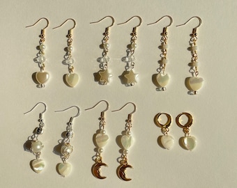 pearl coquette dangle drop earrings! pearl drop earrings, room decor, clothing, jewelry, phone case, dress, top, balletcore, set, boho, y2k