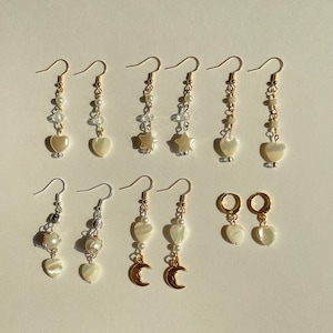 pearl coquette dangle drop earrings! pearl drop earrings, room decor, clothing, jewelry, phone case, dress, top, balletcore, set, boho, y2k
