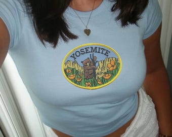downtown girl yosemite baby tee! aesthetic baby tee, coquette, cottagecore, preppy, tank top, clothes, aesthetic, posters, fairycore, y2k