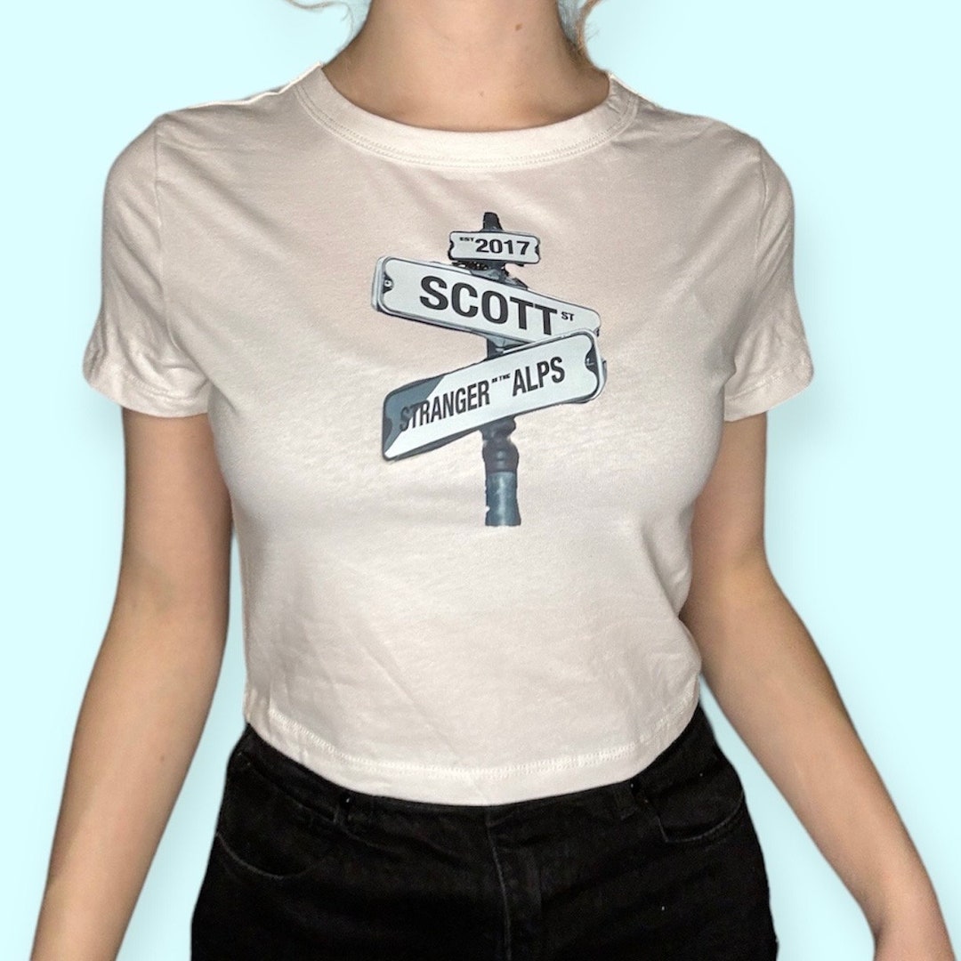 scott street baby tee! phoebe bridgers inspired tank top, shirt, poster, necklace, sticker, merch, jewelry, print, sweatshirt, punisher, y2k