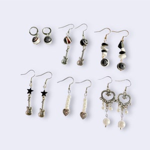 downtown girl dangle drop earrings! cottagecore, clothes, room decor, aesthetic, guitar, gift, posters, y2k, indie, goth, alt, grunge, emo