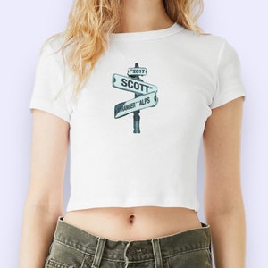scott street baby tee! phoebe bridgers inspired tank top, shirt, poster, necklace, sticker, merch, jewelry, print, sweatshirt, punisher, y2k