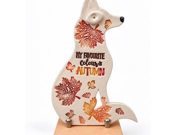 Handmade Ceramic Fox | Autumn Woodland Decoration | One of a Kind Pottery | Autumn Colours