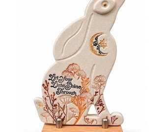 Handmade Ceramic Hare | Autumn Woodland Decoration | One of a Kind Pottery | Dandelion & Seed heads