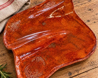 Handmade Ceramic Grazing/Charcuterie Platter (vibrant orange)