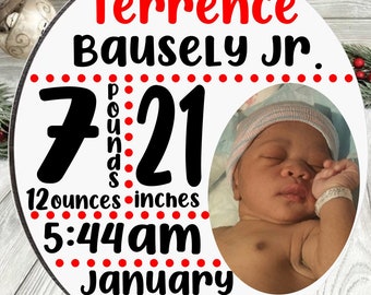 Custom Baby Stat Christmas Ornament