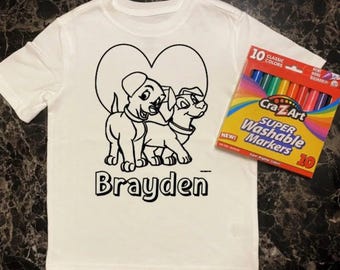 Custom Coloring Name Shirt w/ washable markers included
