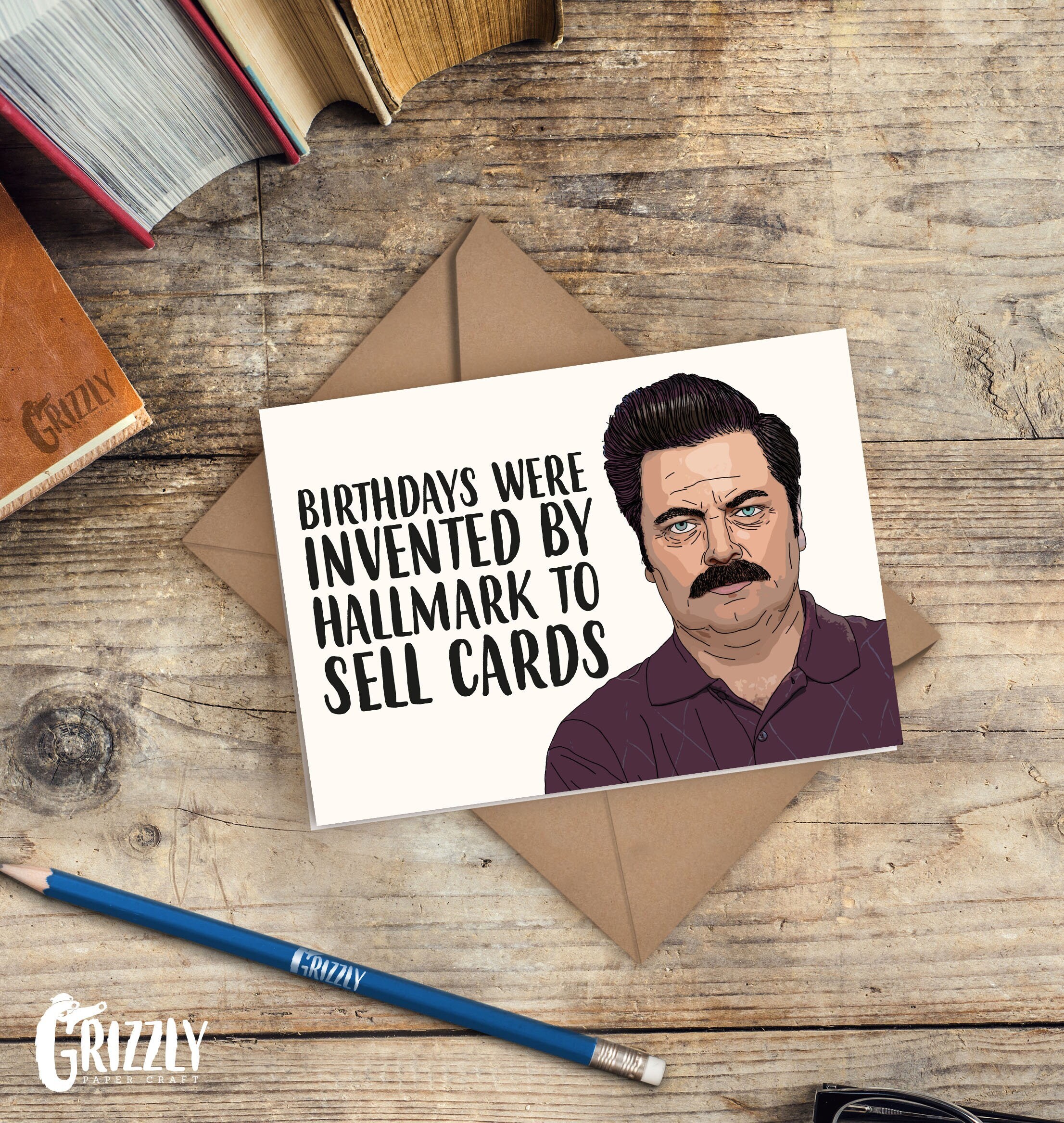 Parks Rec Inspired Birthday Card Ron Swanson Birthday Card Etsy