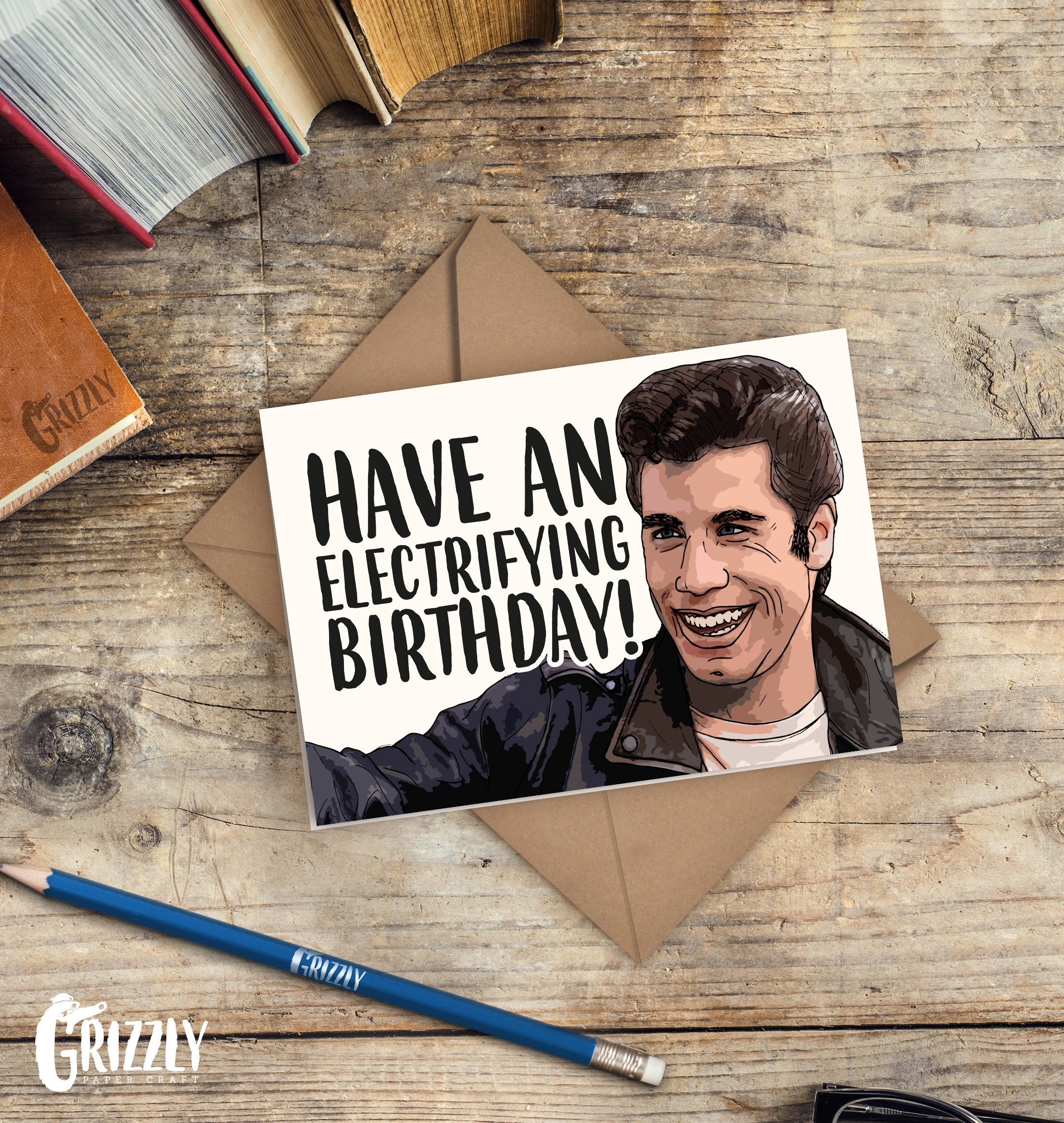 Grease Inspired Birthday Card Have an electrifying birthday Etsy