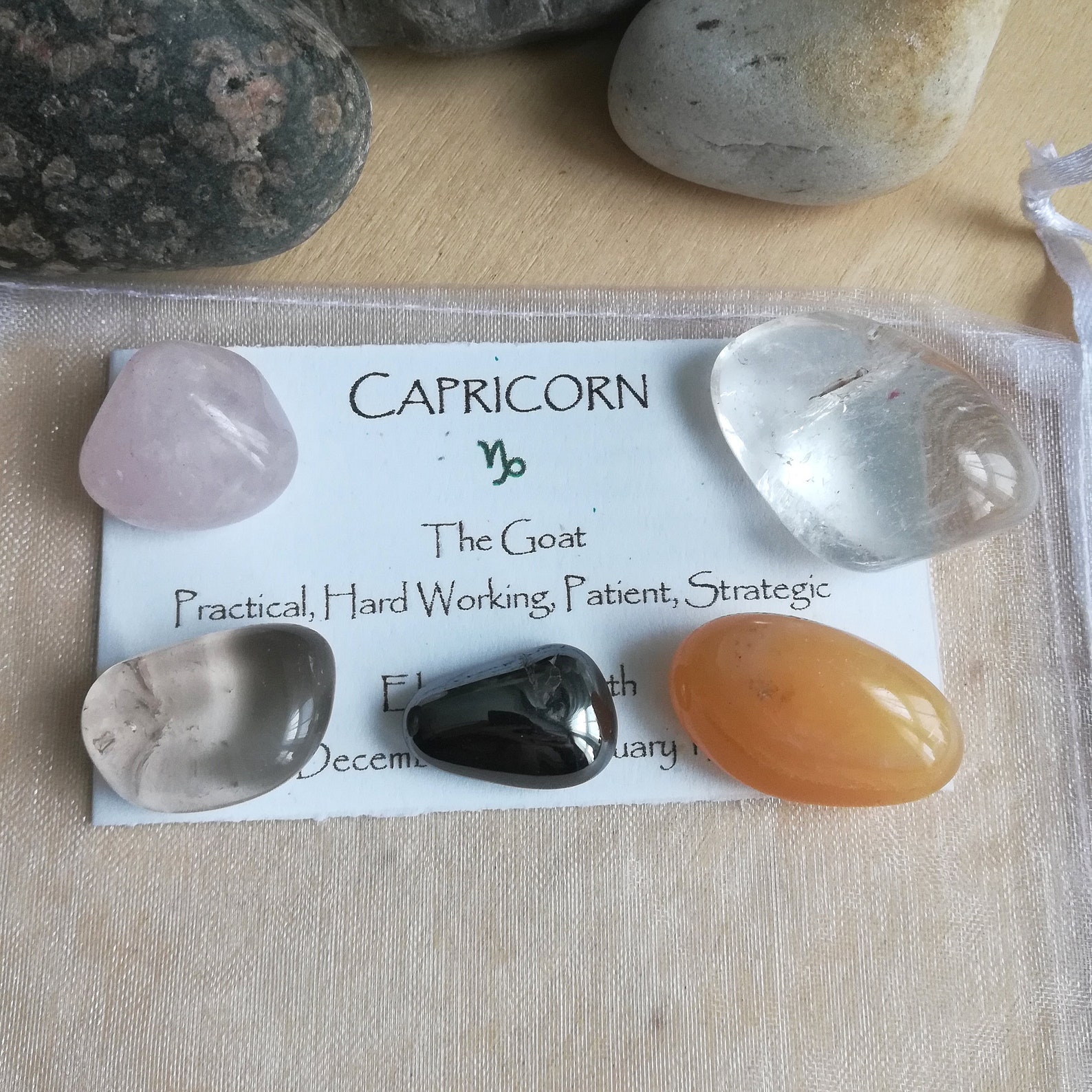 Capricorn Zodiac Astrological Crystal Set Clear Quartz Etsy