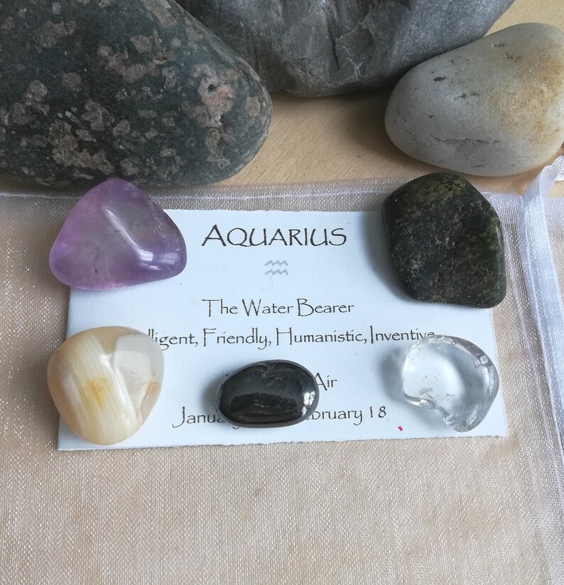 Aquarius Zodiac Astrological Crystal Set Clear Quartz Etsy