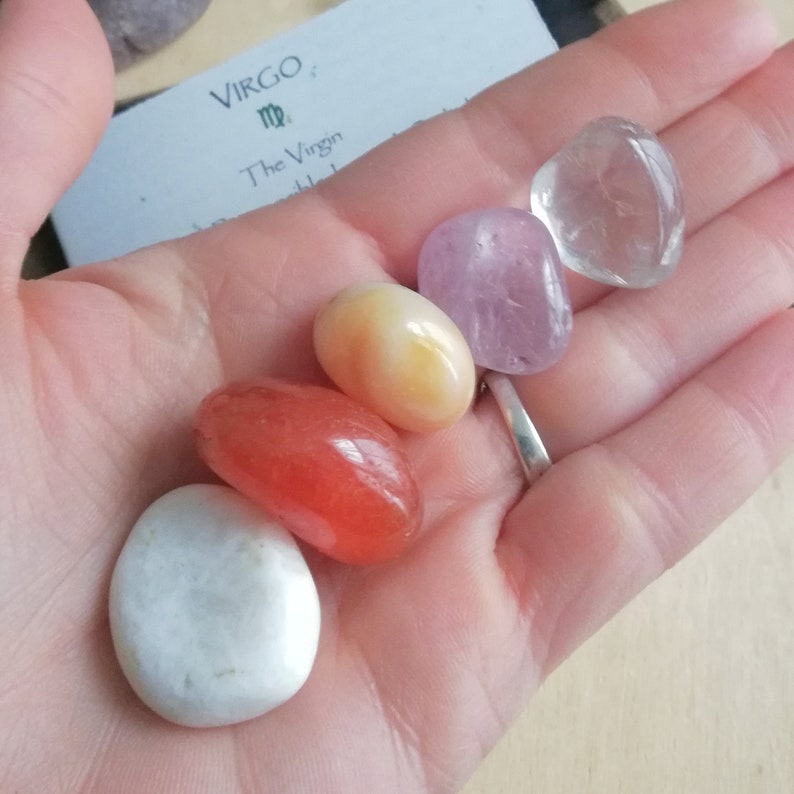 Virgo Zodiac Astrological Crystal Set Amethyst Clear Quartz Etsy
