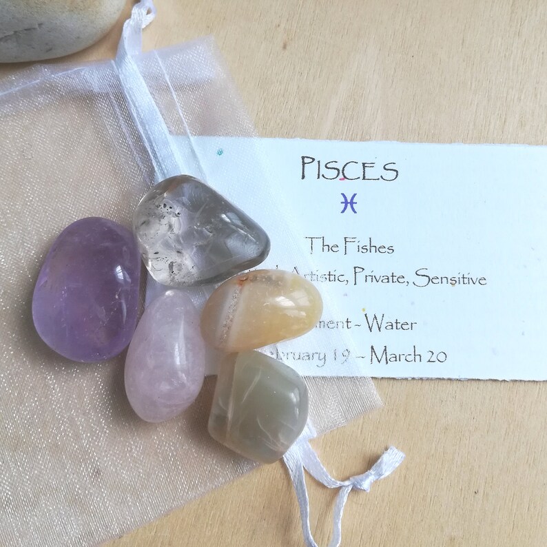 Pisces Zodiac Astrological Crystal Set Clear Quartz Etsy