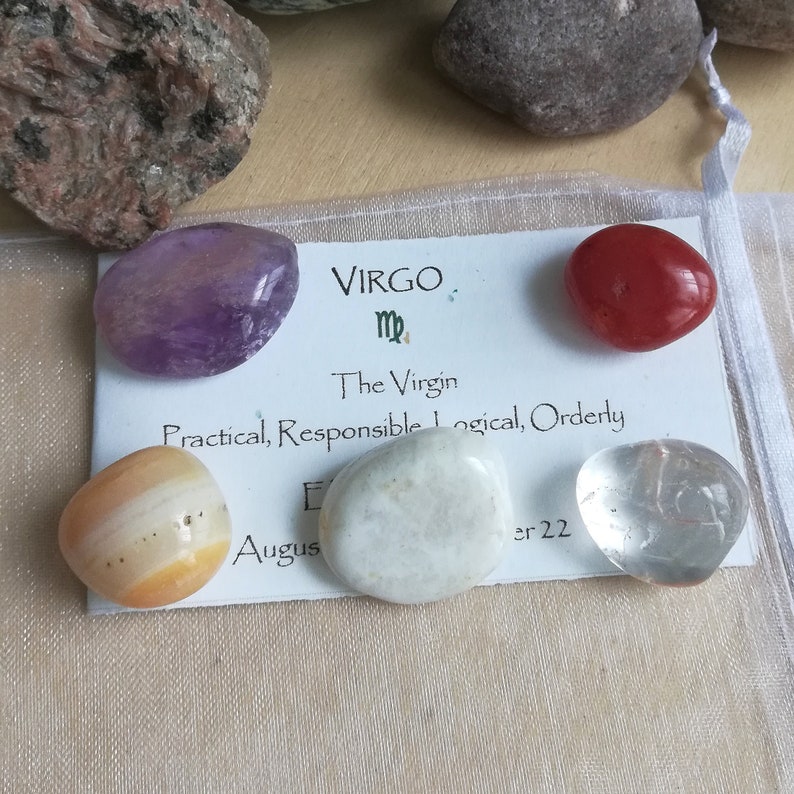 Virgo Zodiac Astrological Crystal Set Amethyst Clear Quartz Etsy