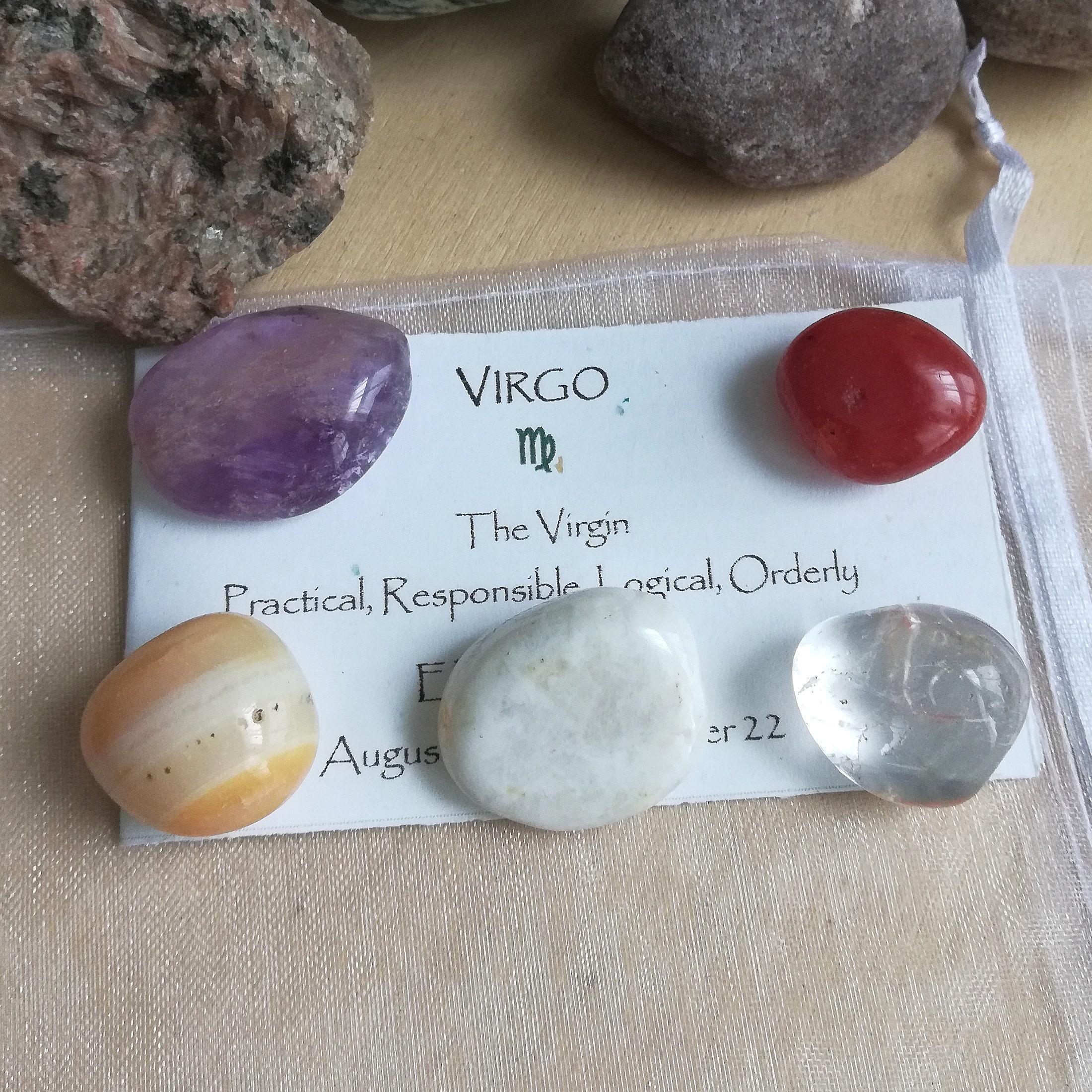 Virgo Zodiac Astrological Crystal Set Amethyst Clear Quartz Etsy