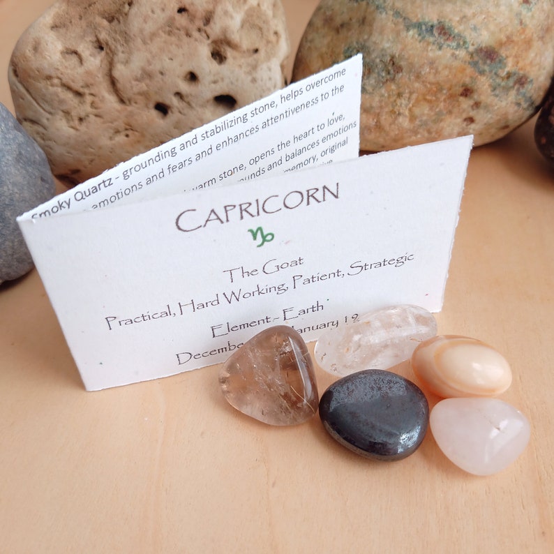 Capricorn Zodiac Astrological Crystal Set Clear Quartz Etsy