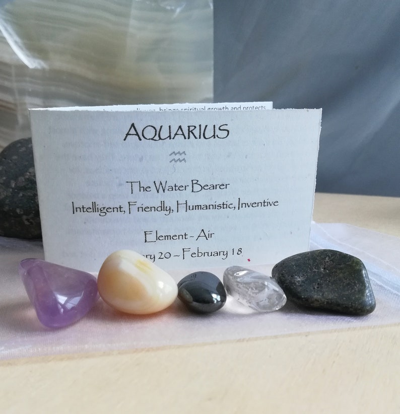 Aquarius Zodiac Astrological Crystal Set Clear Quartz Etsy