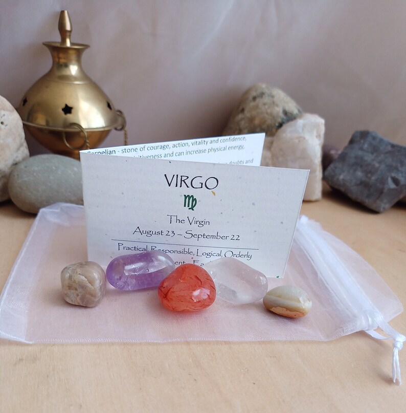 Virgo Zodiac Astrology Crystal Set Amethyst Clear Quartz Etsy