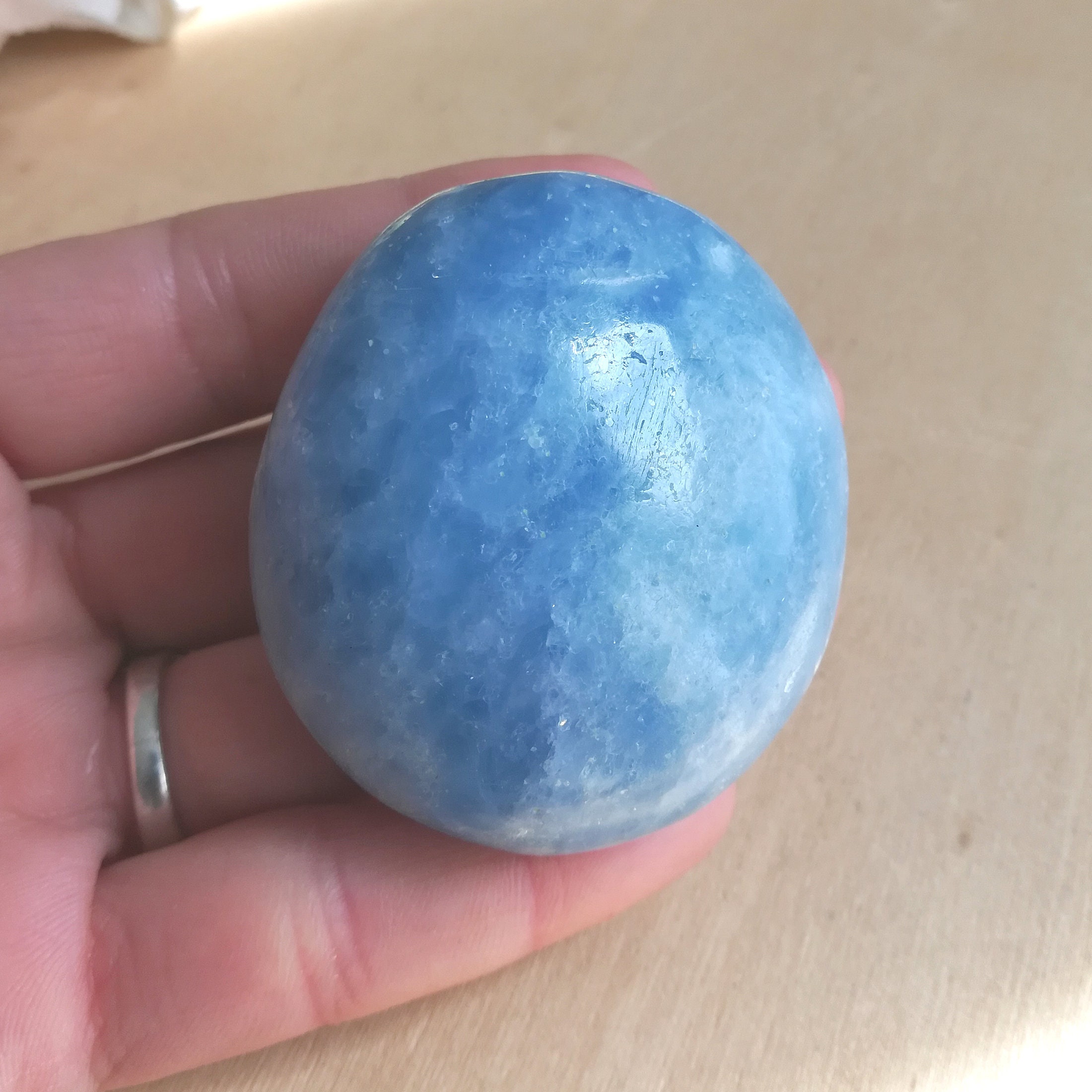 Blue Calcite Palm Stone from Madagascar Sky Blue Calcite Etsy